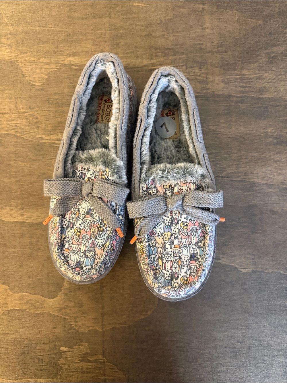 Bobs Dog Print Gray Slip-On Moccasins